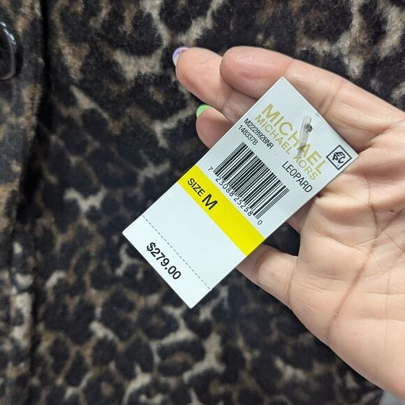 Michael Kors Size Medium NWT Leopard Print Wool Blend Pea Coat - Picture 4 of 6